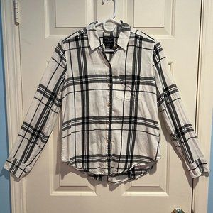 Abercrombie White Plaid Long-Sleeve